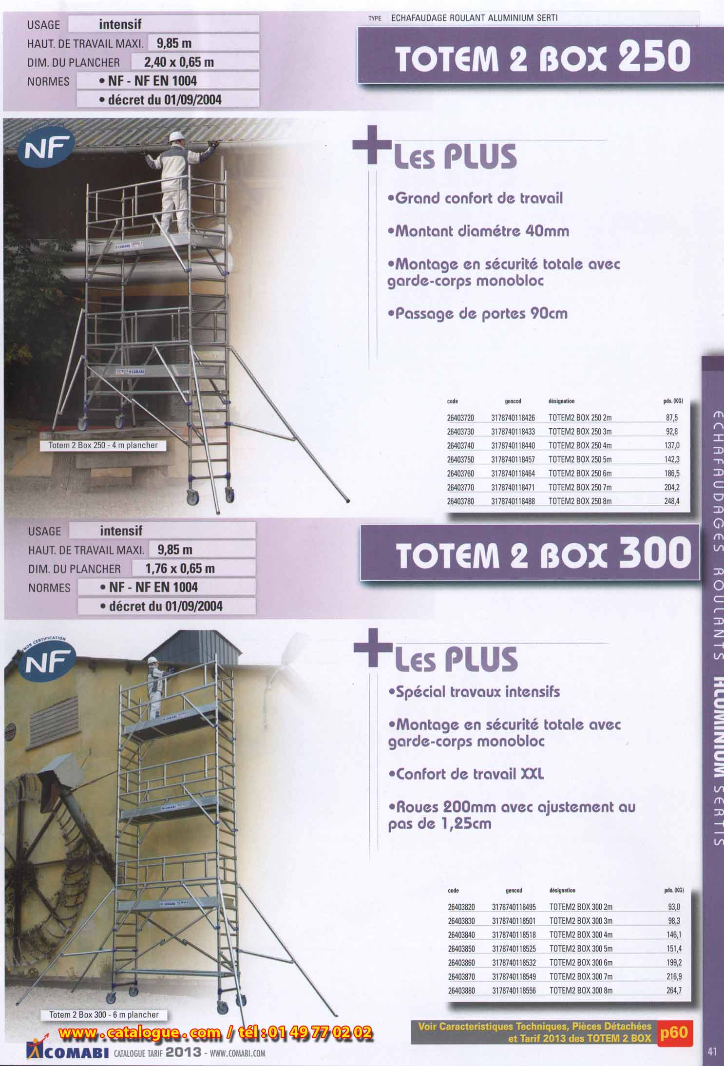 Starlium 180, plateau bac avec plinthes intégrés, montage en sécurité par une seule personne, base modulable pour travail en escalier intégré, montage simple et rapide des lisses et diagonales par clipage, rangement optimisé dans le rack starlium 180 / 280.